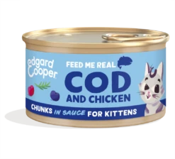 Edgard & Cooper Kattenvoer Kitten Kabeljauw & Kip Chunks 85 Gr