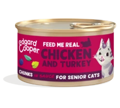 Edgard & Cooper Kattenvoer Senior Kip & Kalkoen Chunks 85 Gr