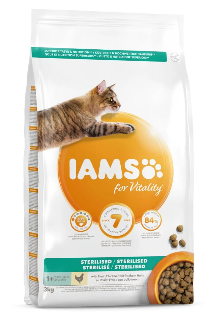 IAMS Kattenvoer Adult Sterilised Chicken 3 Kg 1 IAMS Kattenvoer Adult Sterilised Chicken 3 Kg